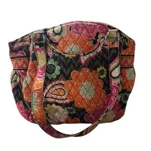 Pink and Orange Shoulder Bag with Vibrant Pattern